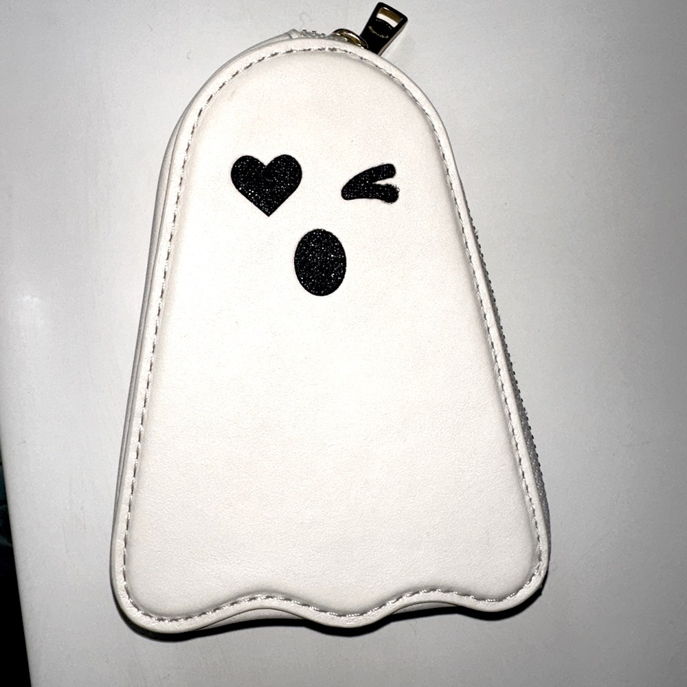*RARE* Coach Halloween Ghost Zip Coin Case - Chalk White Leather